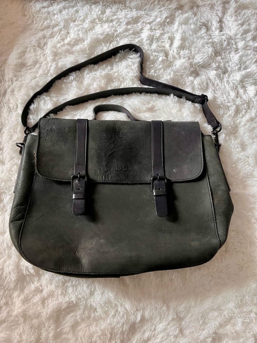 Leather Messenger Bag - Black - Rudsak